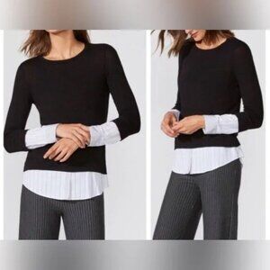 Bailey 44 Elizabeth III Layered Look Knit Top with Striped Cuffs